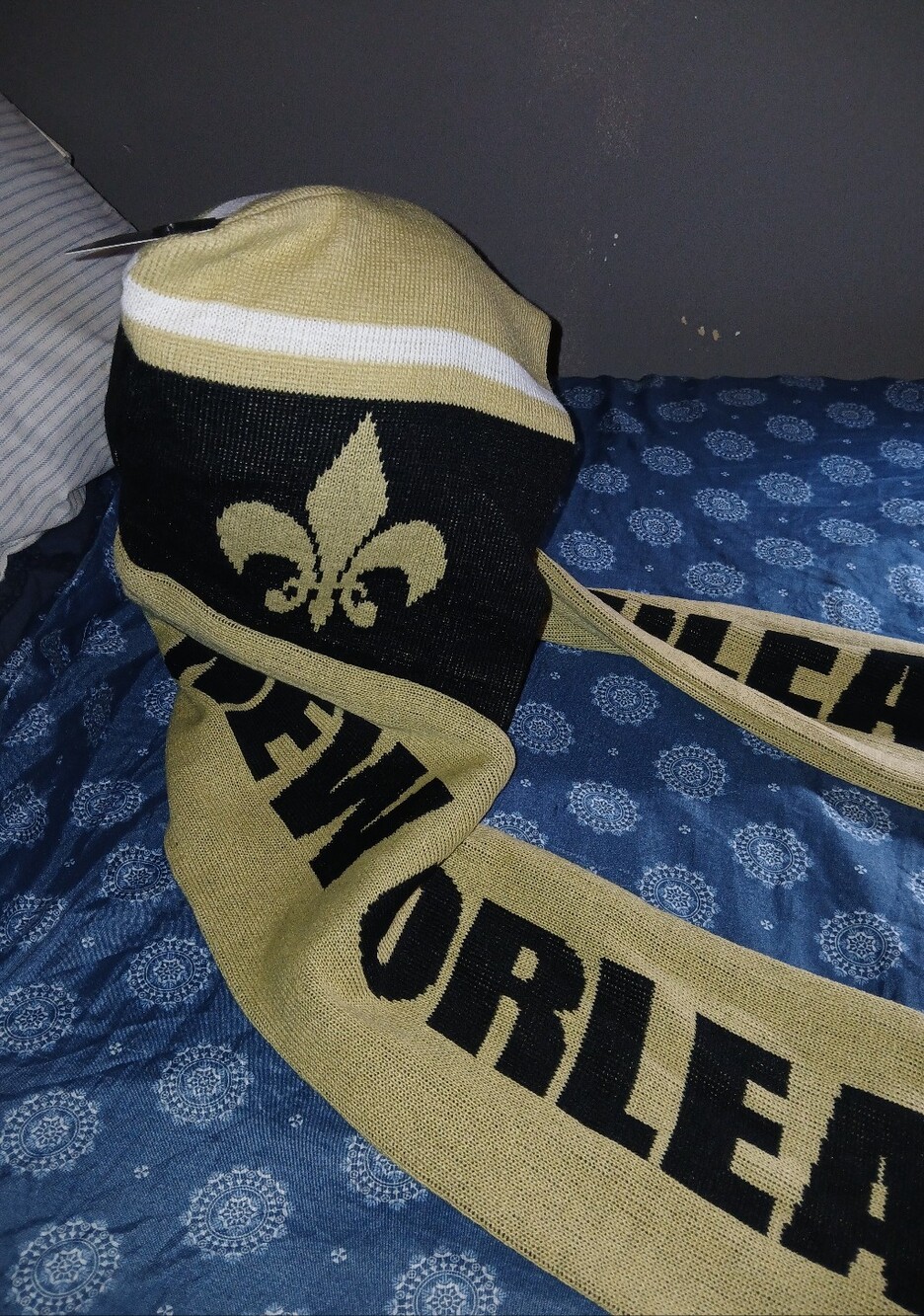Others Follow Black and Gold New Orleans Scarf with Fleur-de-lis